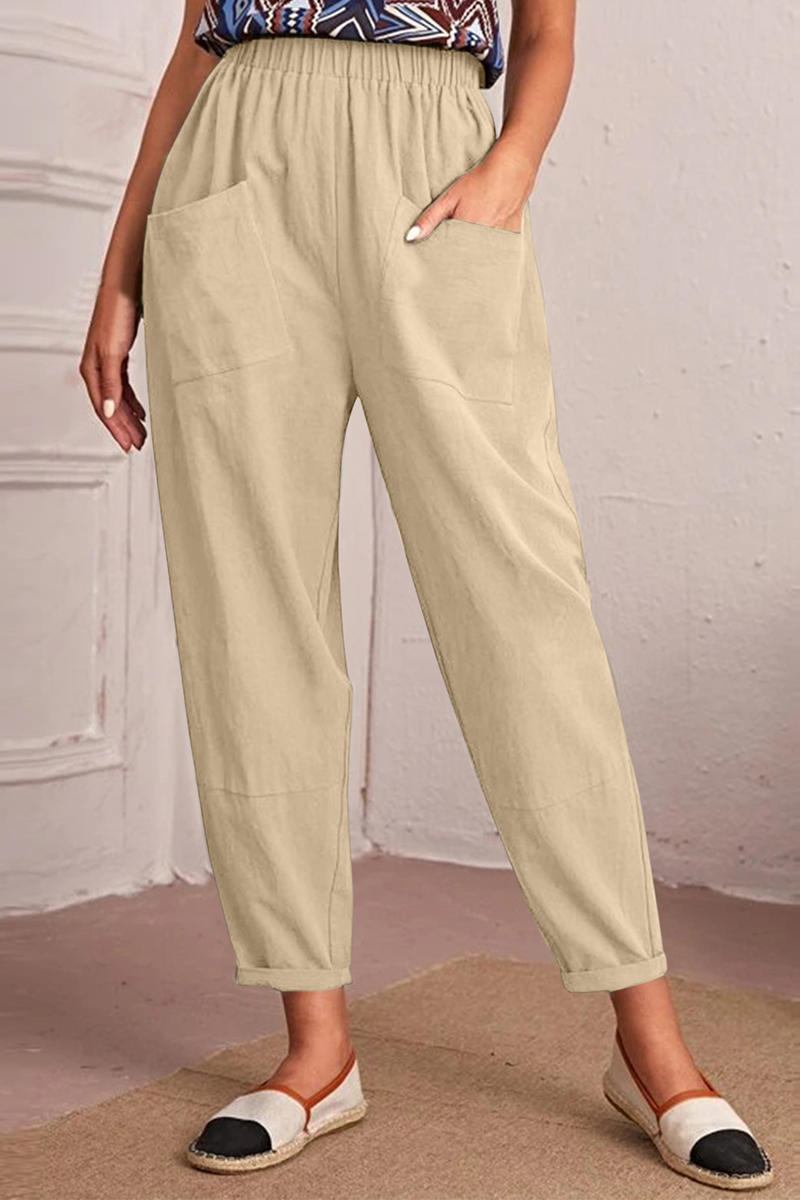 Casual Solid Patchwork Harlan Mid Waist Harlan Solid Colour spodní kalhoty