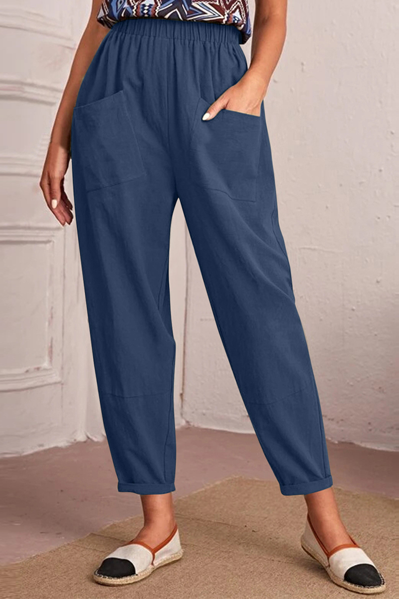 Casual Solid Patchwork Harlan Mid Waist Harlan Solid Colour spodní kalhoty