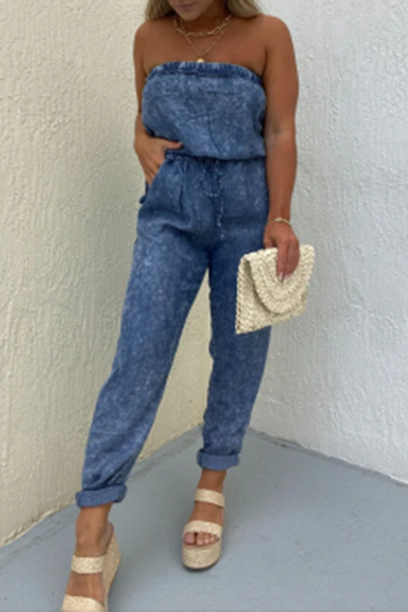 Ležérní jednobarevné-make-old-bag strapless regular overaly
