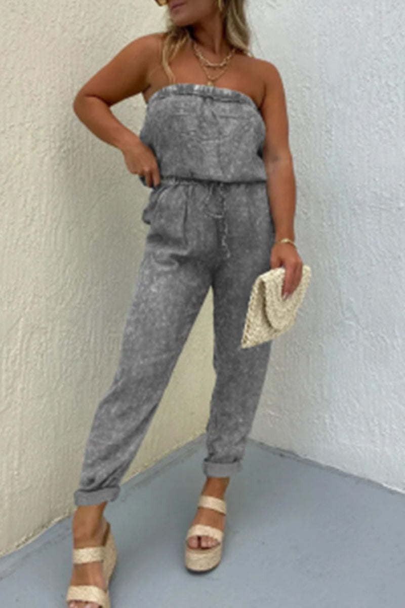 Ležérní jednobarevné-make-old-bag strapless regular overaly