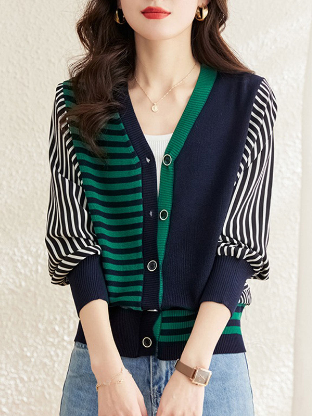 Vesta Desideria | Vesta Casual V-Hals Gestreept