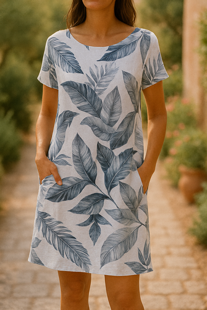 Ležérní krátké šaty s elegantním střihem a měkkými rukávy