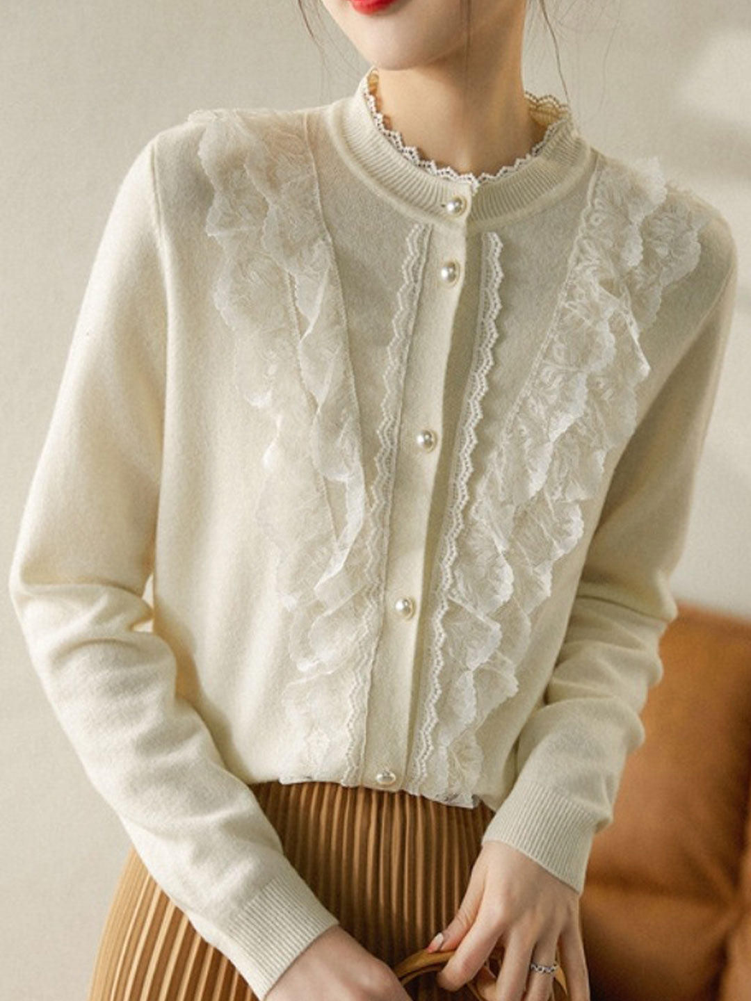 Vesta Denny | Dames Crew Hals Kanten Vest