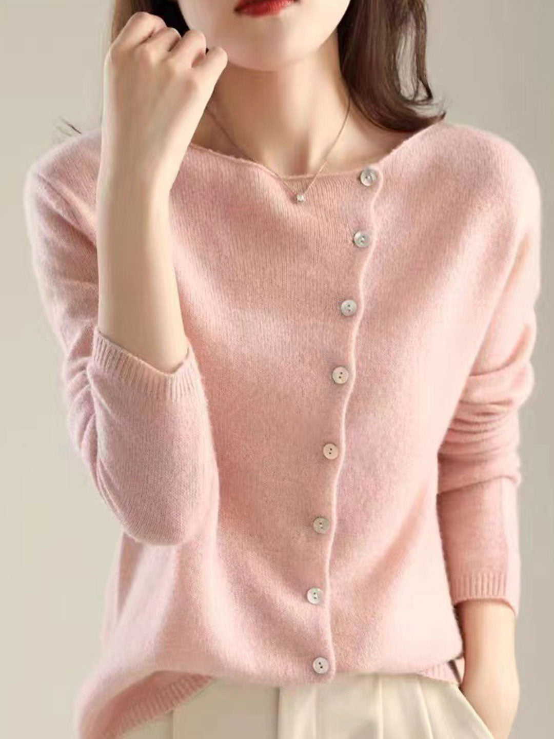 Vesta Willianne | Losse Crewneck Knopen Vest