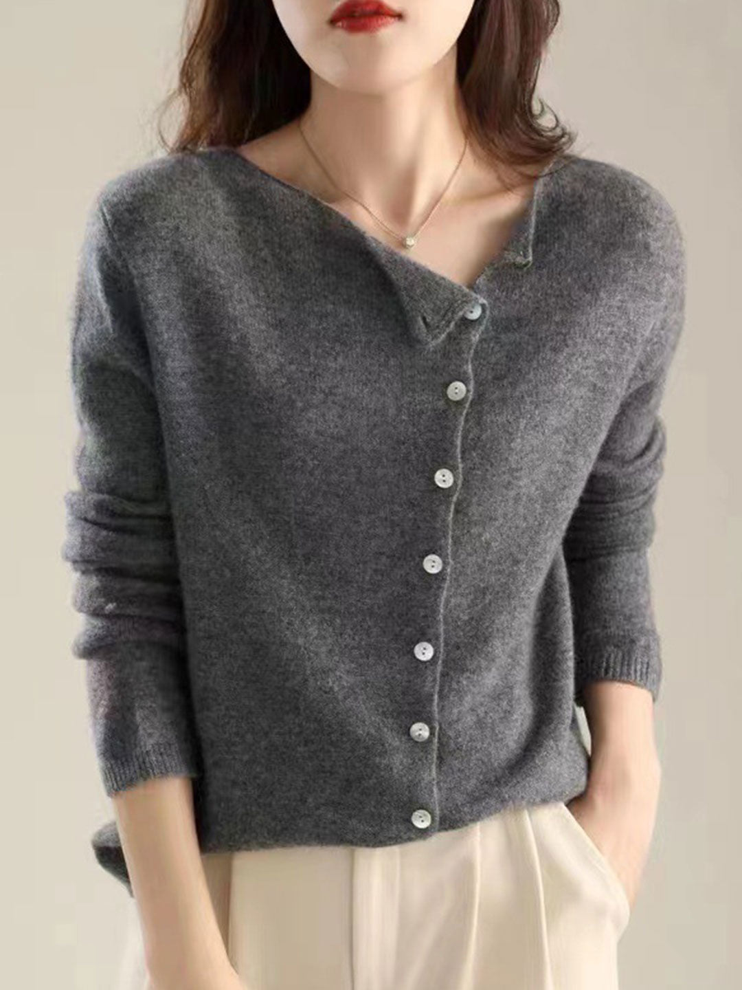 Vesta Willianne | Losse Crewneck Knopen Vest