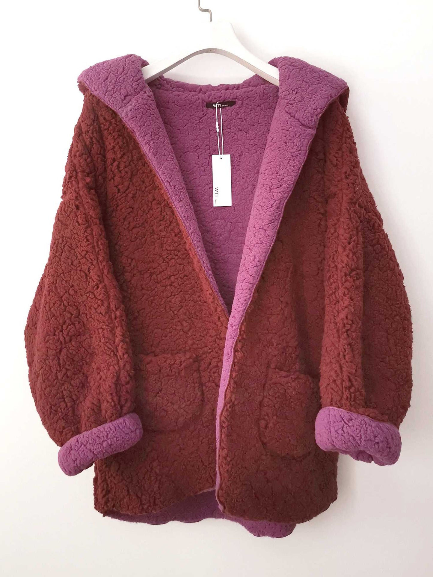 Útulná oboustranná bunda s kapucí Oversize