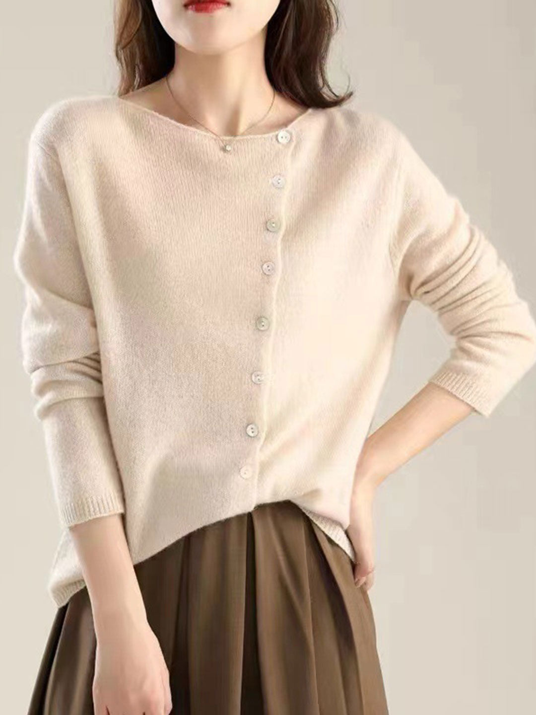 Vesta Willianne | Losse Crewneck Knopen Vest