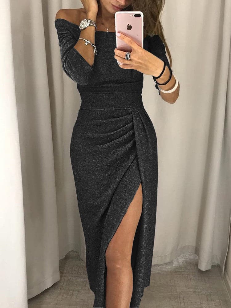 Anne - Elegantní designové šaty s bočním rozparkem