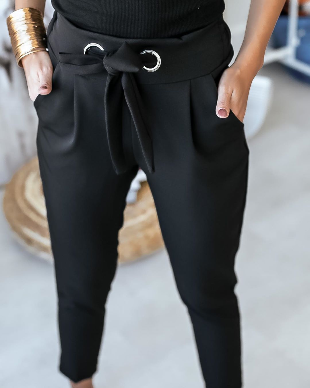 Amandine - elegantní kalhoty s mašlí v pase