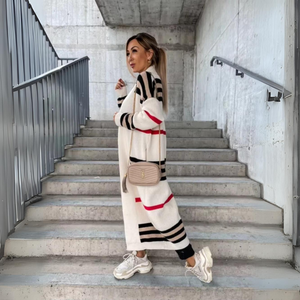 Alina - Elegantní dlouhý pruhovaný svetr