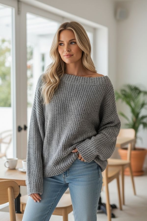 Amaya | Pohodlný dámský svetr s širokým límcem, ležérní a elegantní