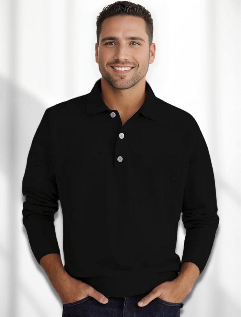 Eden Polo | Pánská polokošile s dlouhými rukávy Merino-look