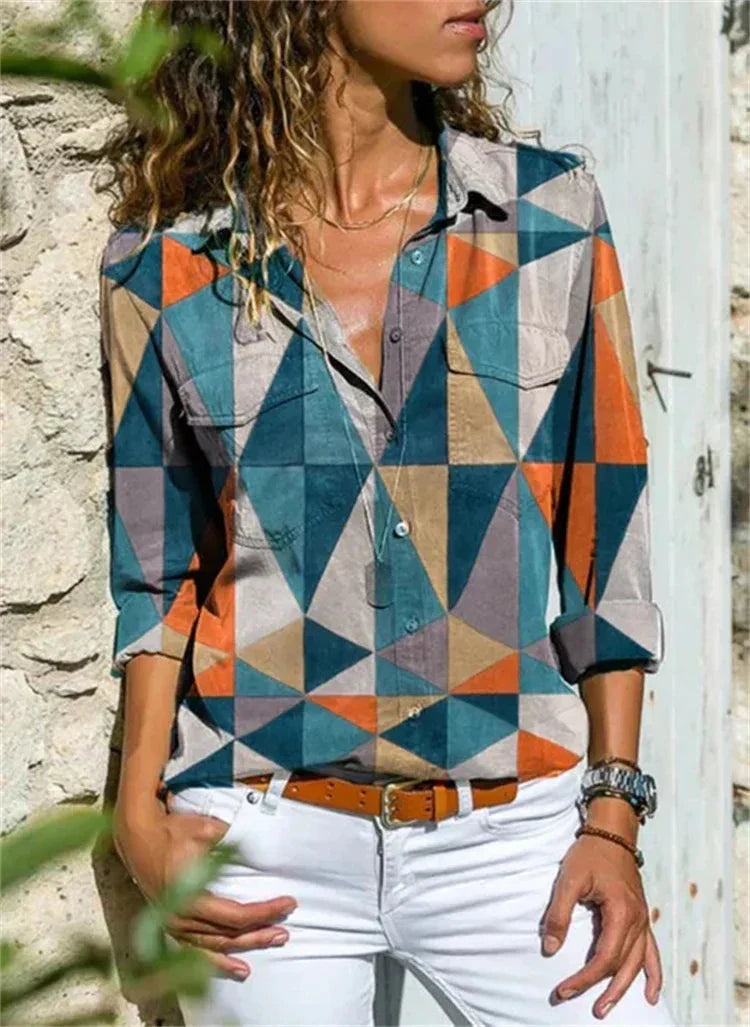 Brenda | Letní halenka s geometrickým potiskem pro ženy