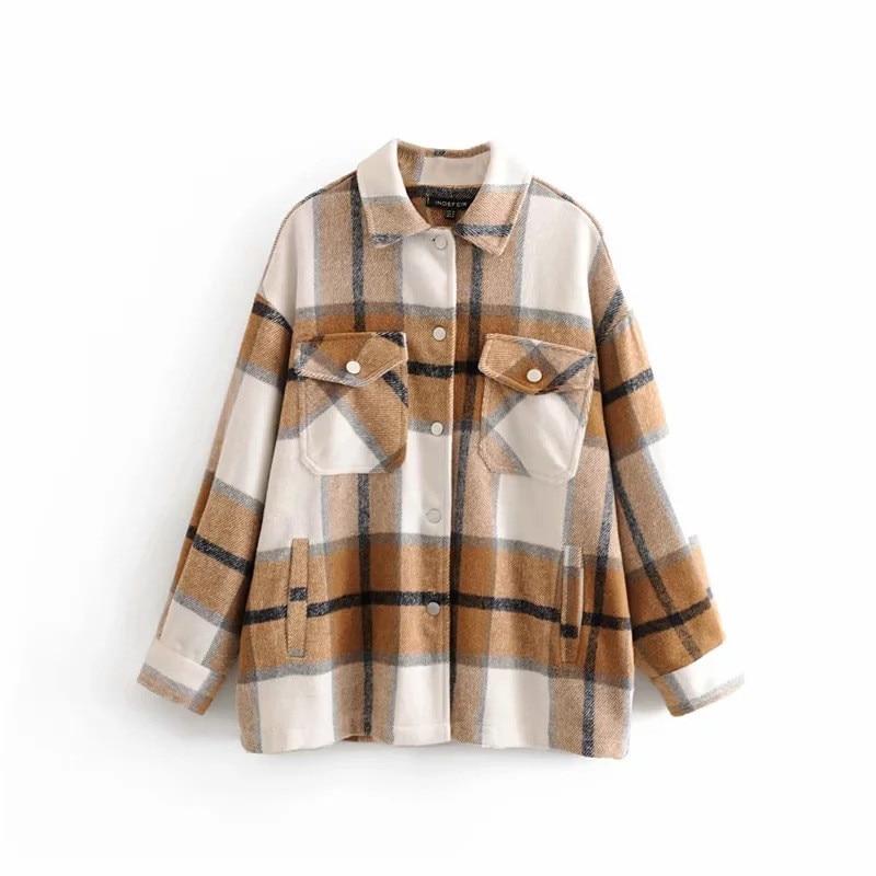 Vlněná kostkovaná košile ALICE Oversized Casual