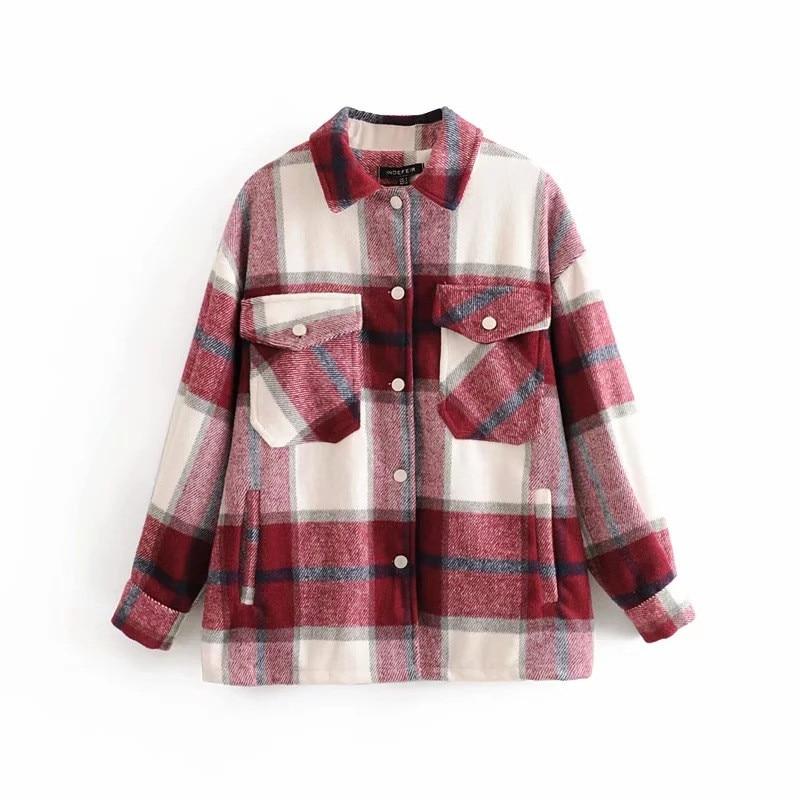 Vlněná kostkovaná košile ALICE Oversized Casual