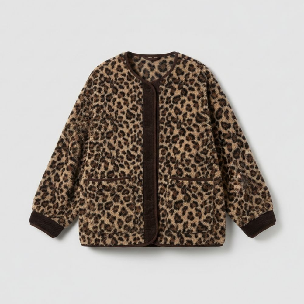 Leona | Elegantní a pohodlná dámská bunda s leopardím potiskem
