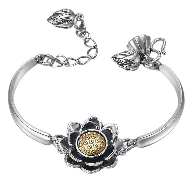 Kreativní stříbrný náramek Lotus | Symbol štěstí a stylu