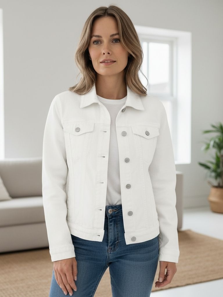 Marina | Dámská džínová bunda s knoflíky a elegantními kapsami