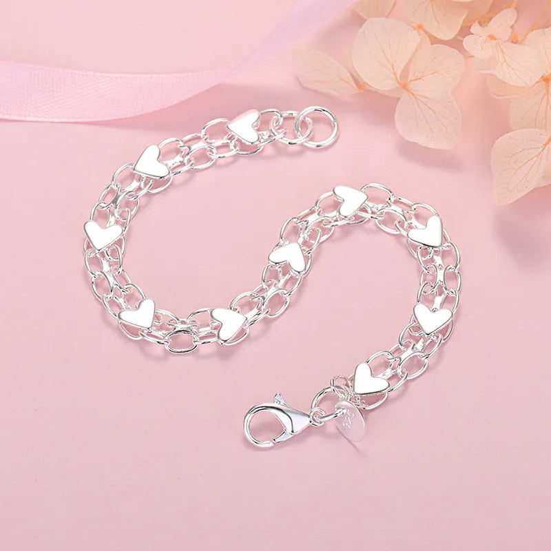 Klasický stříbrný náramek srdce | Luxusní a elegantní