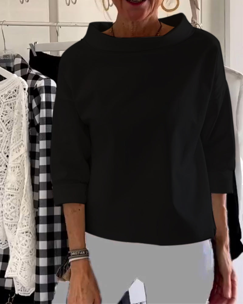 Elegantní dámská halenka s 3/4 rukávy a lodičkovým výstřihem