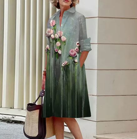 Jandy -Elegantní šaty s nařaseným květinovým vzorem