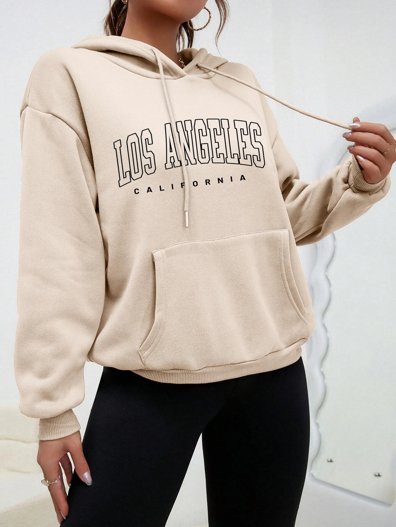 Shanna | Mikina s kapucí Oversized Printed Los Angeles For Women