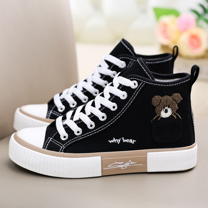 Příležitostné krajkové boty Black White Bear