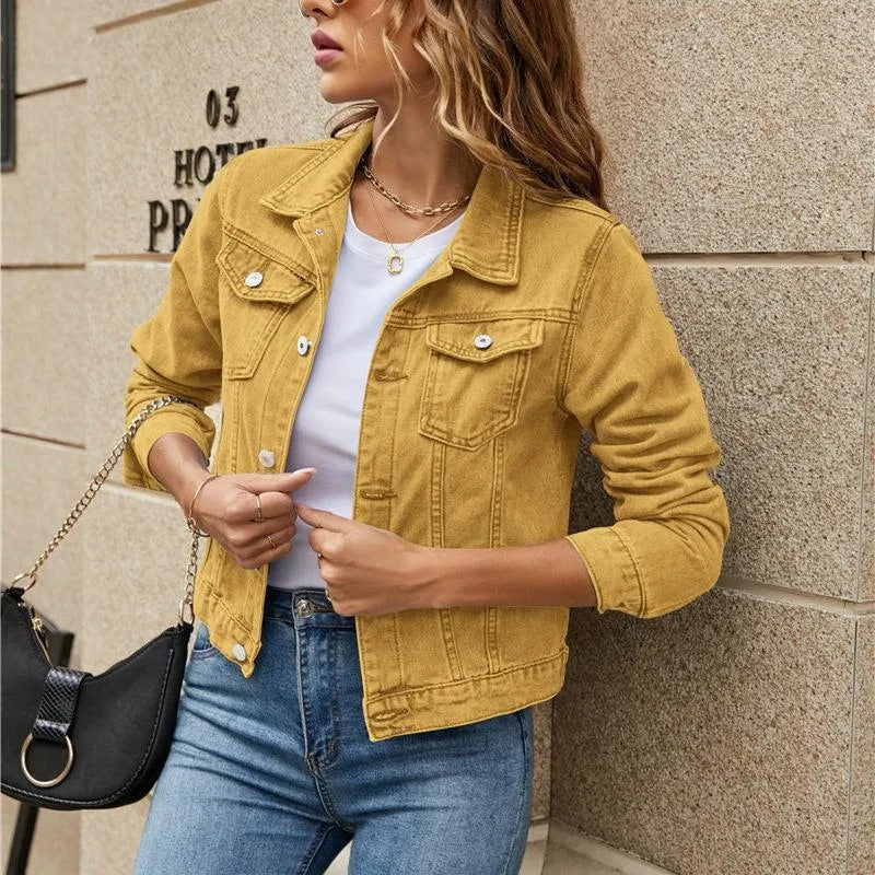 Marina | Dámská džínová bunda s knoflíky a elegantními kapsami