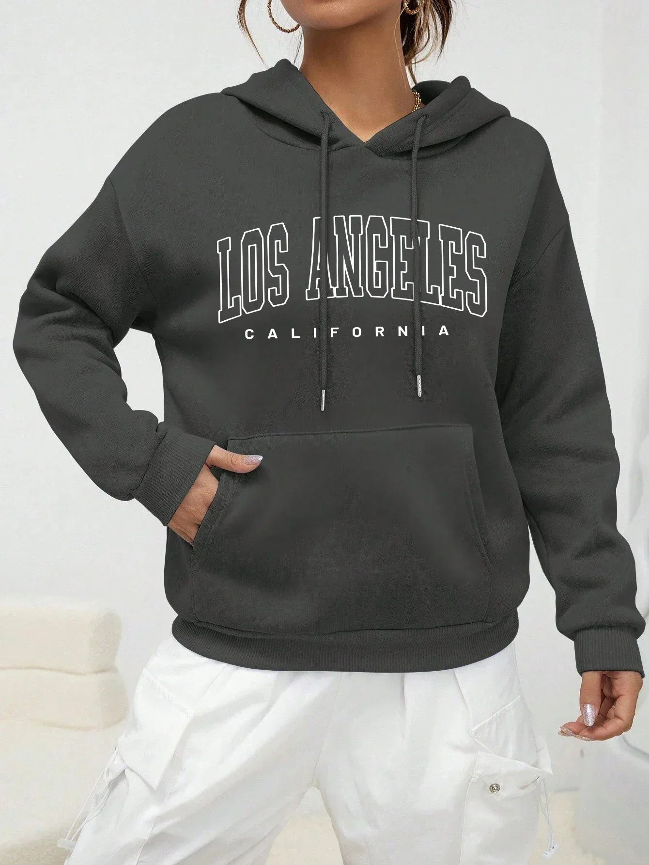 Shanna | Mikina s kapucí Oversized Printed Los Angeles For Women