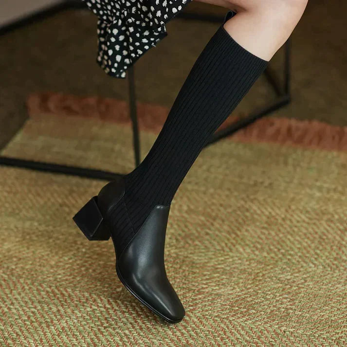 Rose Boots | Ponožkové boty do půli lýtek s blokovými podpatky