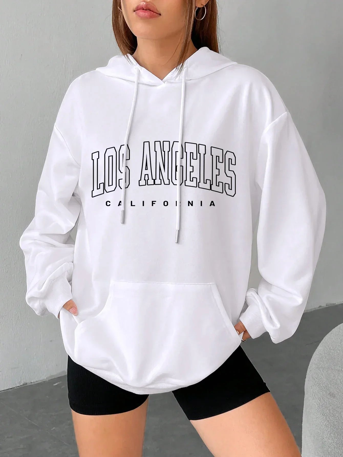 Shanna | Mikina s kapucí Oversized Printed Los Angeles For Women