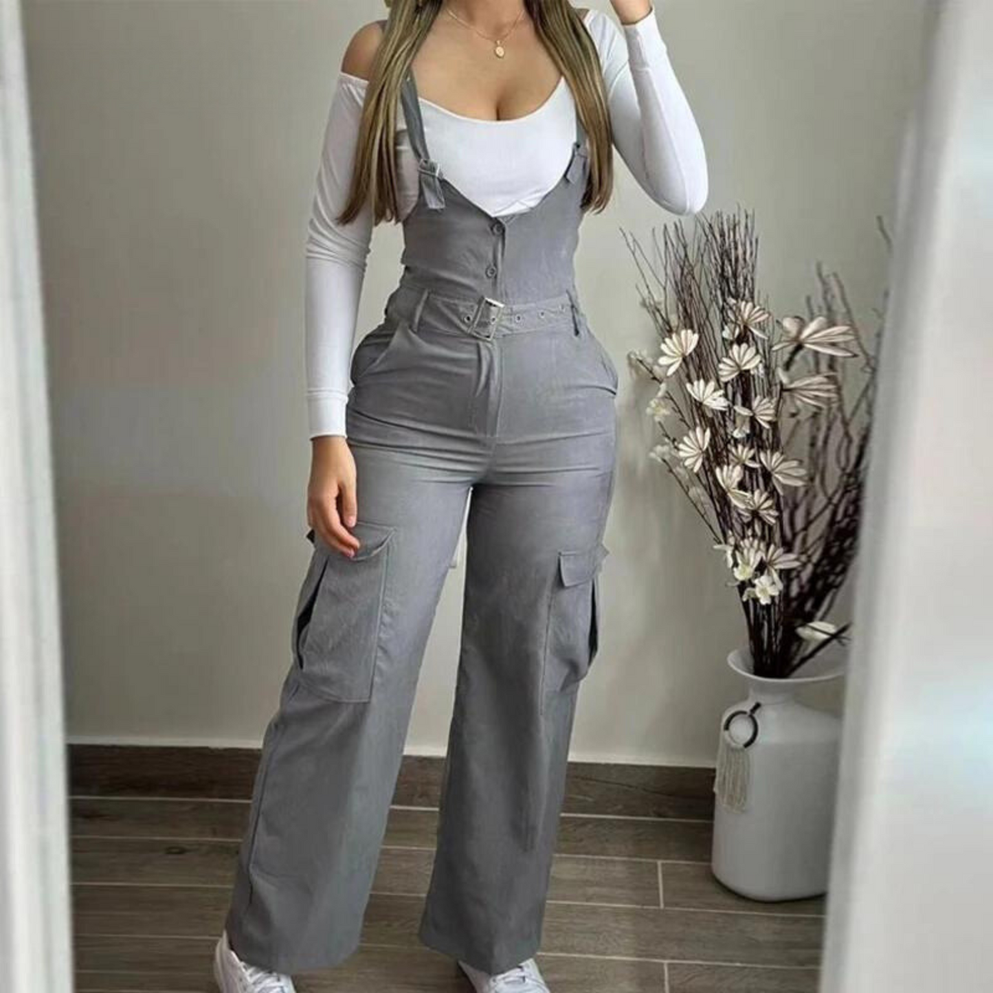 Clara - Dámské stylové kalhoty dungarees