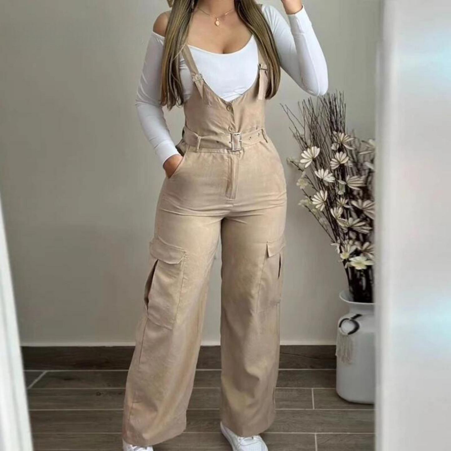 Clara - Dámské stylové kalhoty dungarees