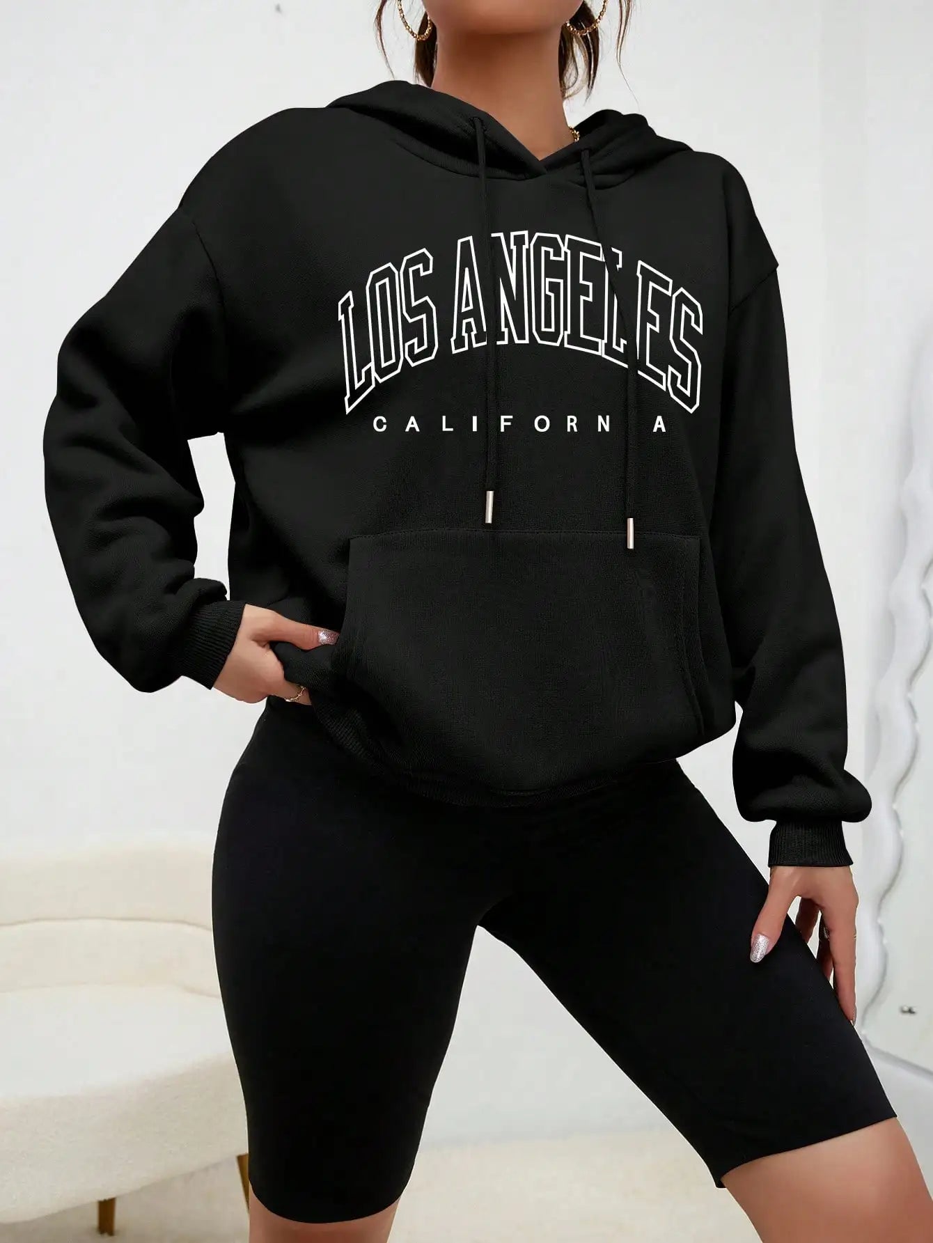 Shanna | Mikina s kapucí Oversized Printed Los Angeles For Women