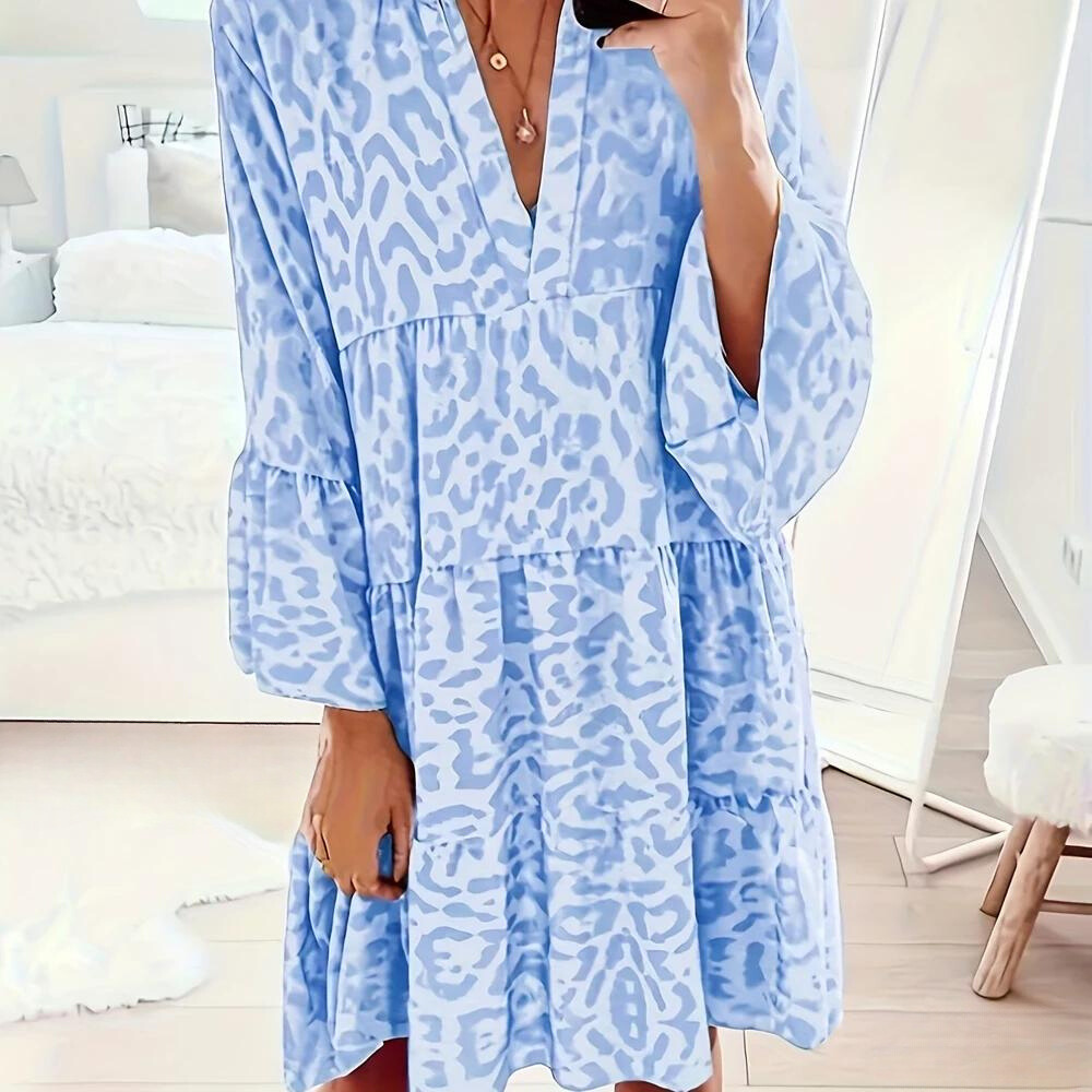 Salem - Boho šaty s leopardím potiskem pro ženy, velká velikost