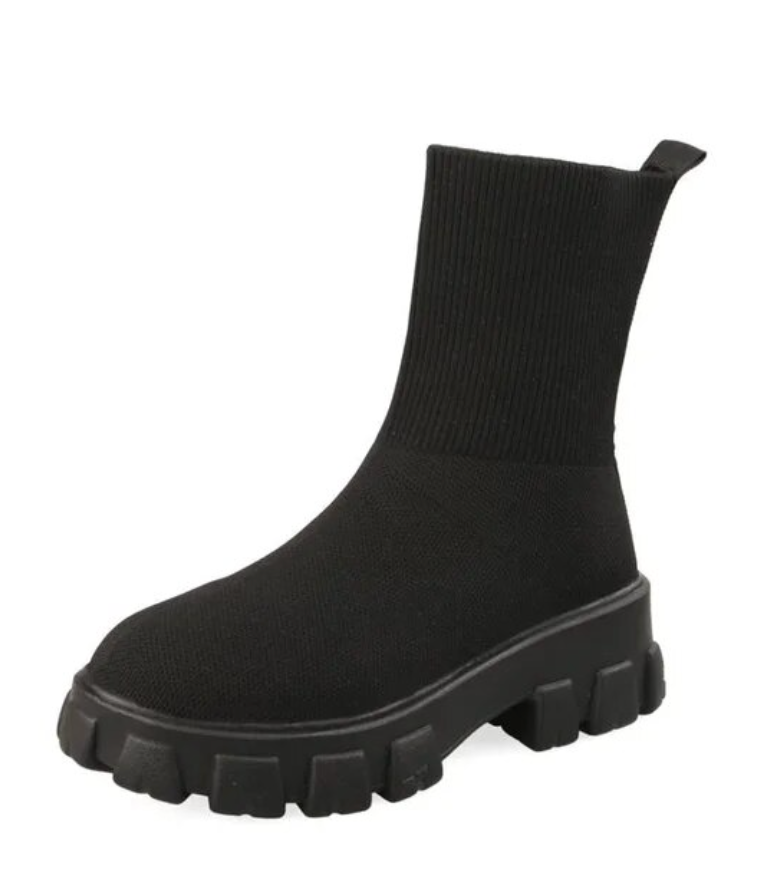 Kotníkové boty Dámské Mid lýtko pletené Chunky boty