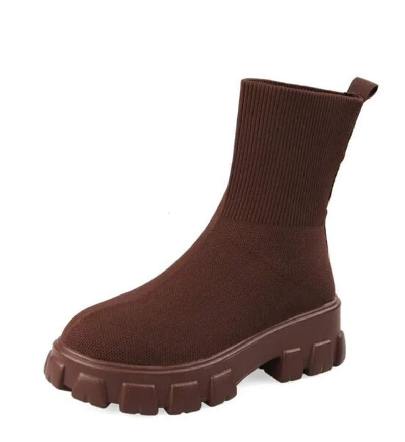 Kotníkové boty Dámské Mid lýtko pletené Chunky boty