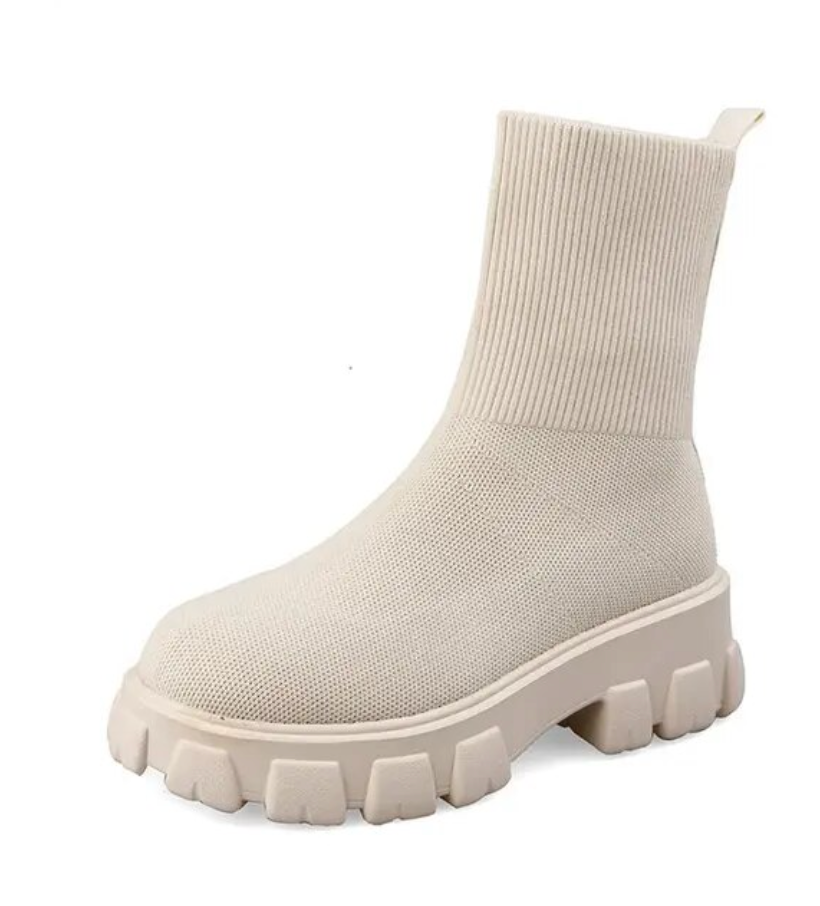 Kotníkové boty Dámské Mid lýtko pletené Chunky boty