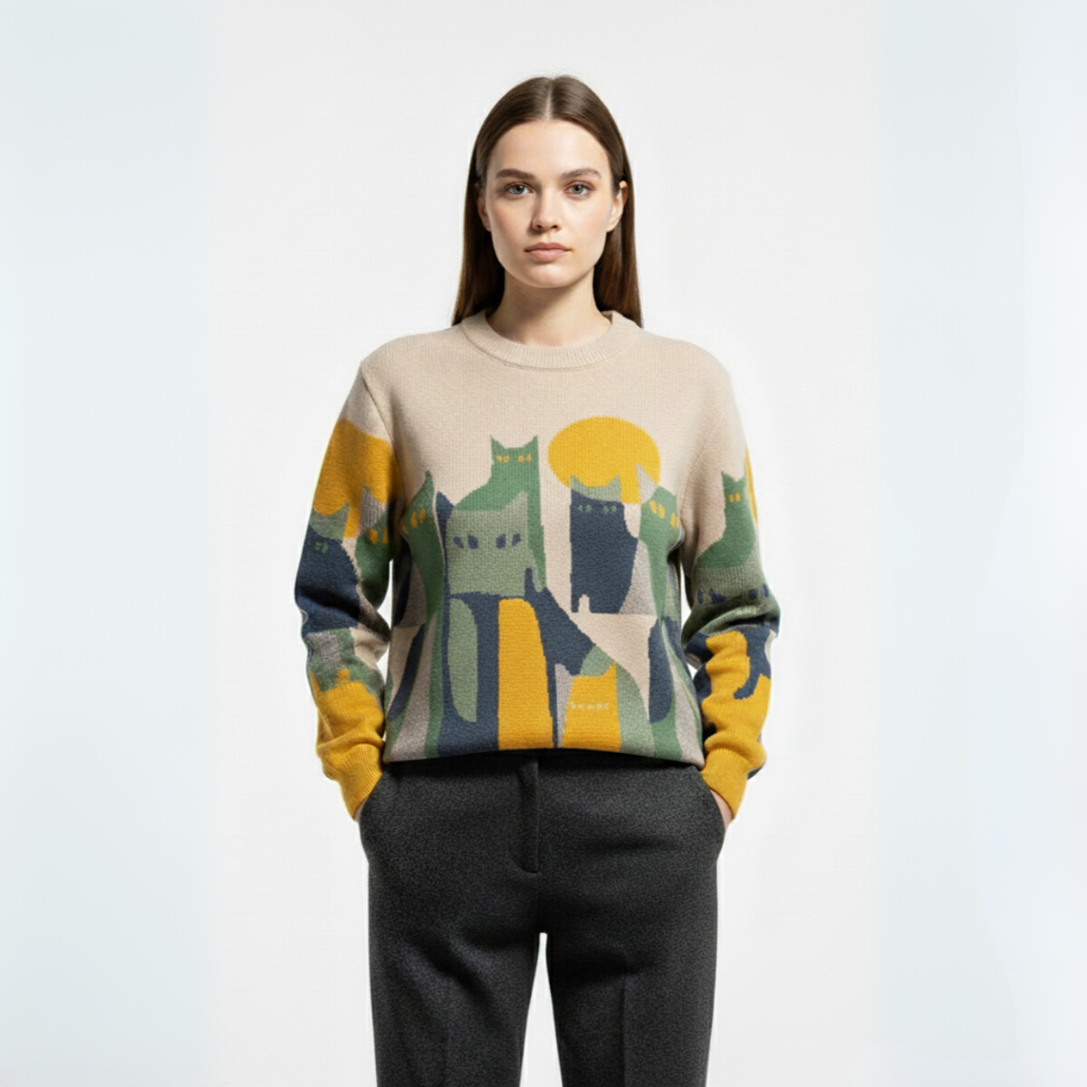 Amélie | Unisex svetr s motivem koček, elegantní a pohodlný