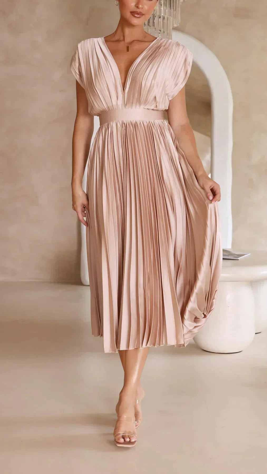 Alexandra - Elegantní sexy plisované šaty