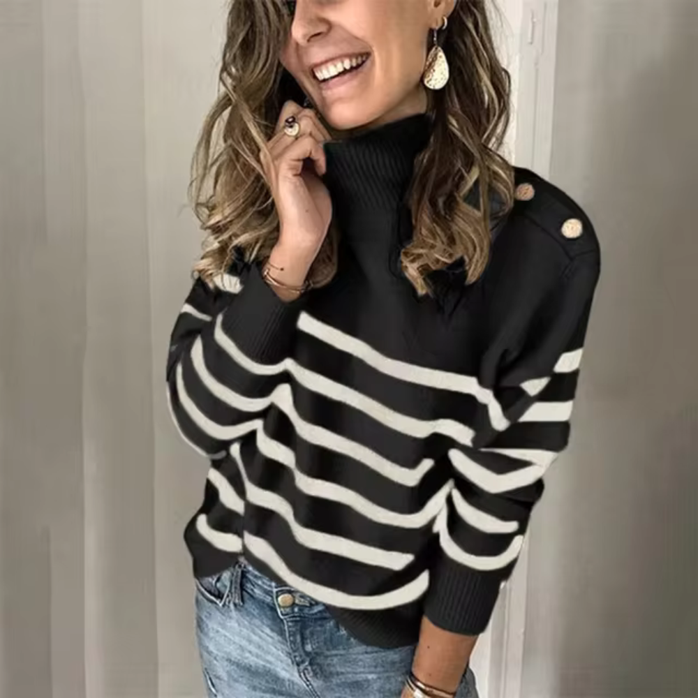 Veronika - Ležérní pruhovaný zimní svetr