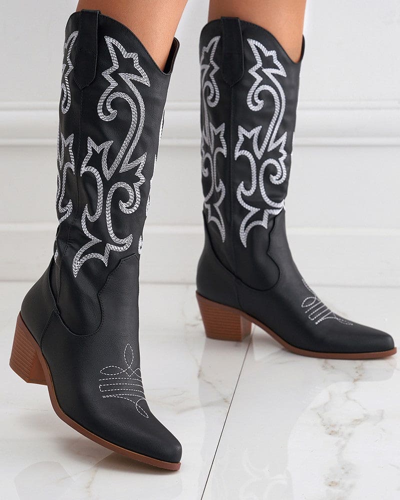 Boty Olympeia | Stylové westernové vyšívané boty