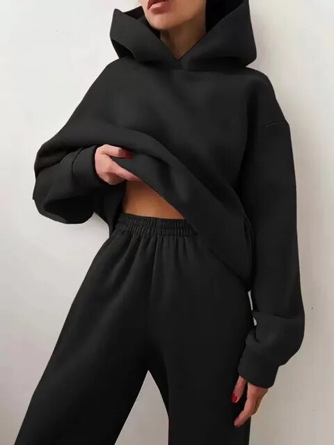Heidi Fashion - Jednodílné dvoudílné soupravy Oversized tepláková souprava s kapucí