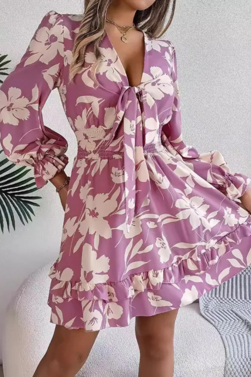 Zinnia | Ruffles Bowknot A-Line krátké šaty