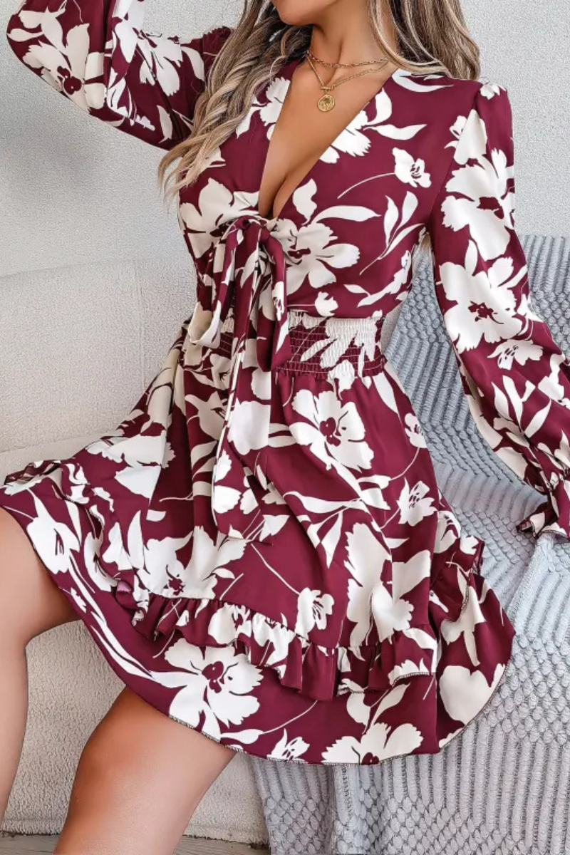 Zinnia | Ruffles Bowknot A-Line krátké šaty