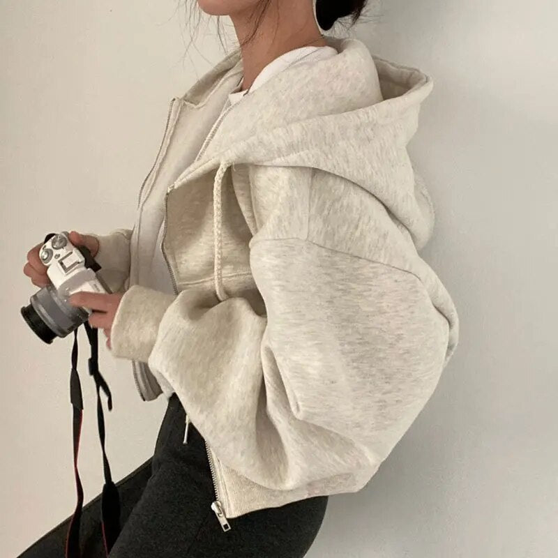 Vesta Rinette | Oversized Crop Vest s kapucí