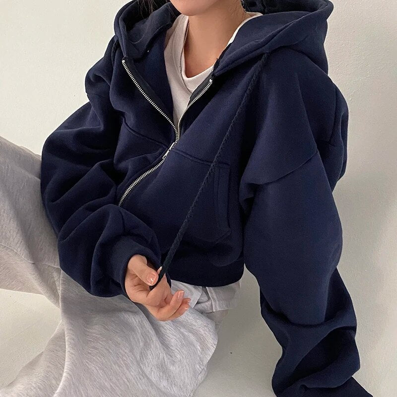 Vesta Rinette | Oversized Crop Vest s kapucí