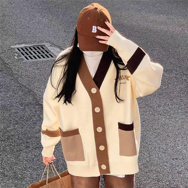 Vesta Agatha | Oversized V-Hals Knopen Vest