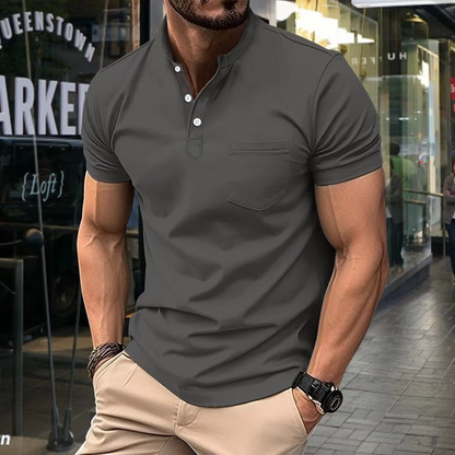 Elegantní pánská polokošile s půlkulatým límečkem