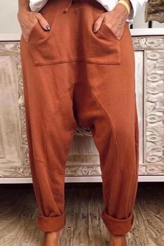 Casual Solid Draw String Bag Loose Harlan Jednobarevné kalhoty (4 barvy)